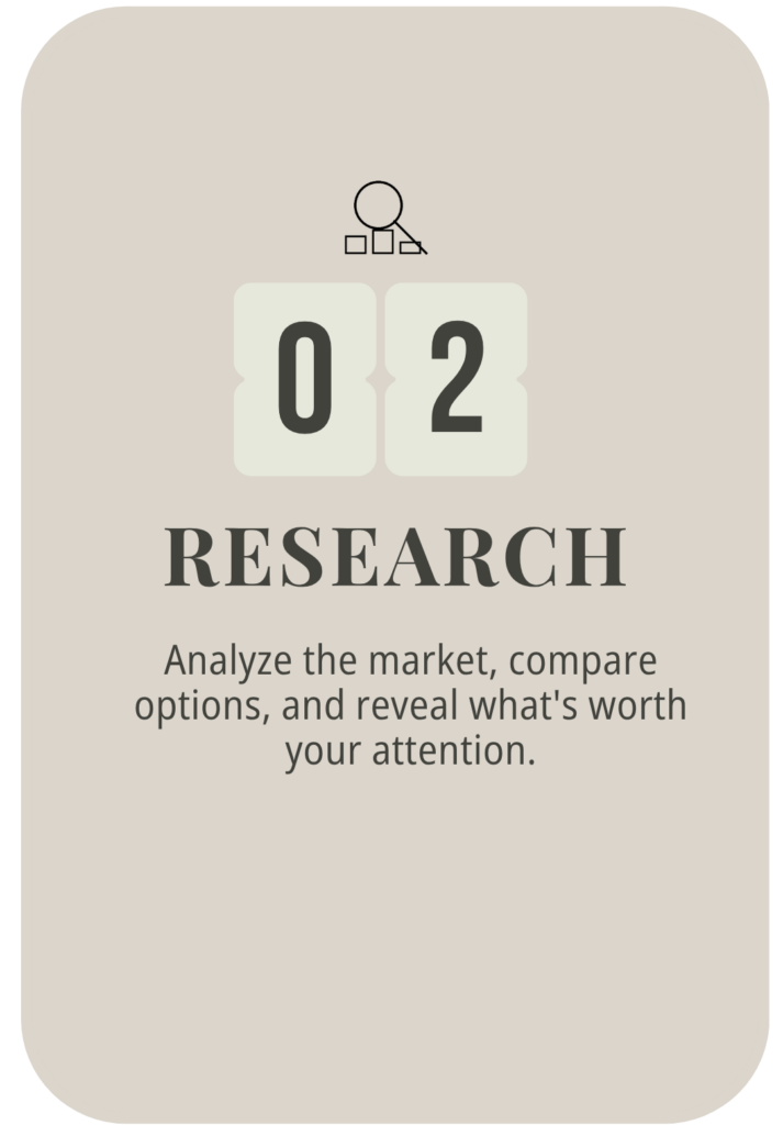Step 2: Research — the second step of the Soom Living Framework, using market data and local insight to inform your options